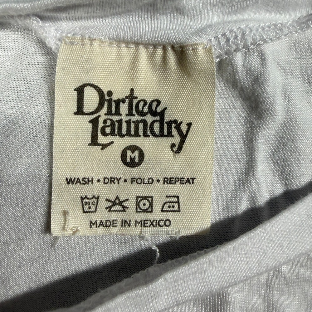 Dirtee Laundry Tank Top Womens M White Graphic Cropped Knot Living My Best Life - Picture 2 of 5